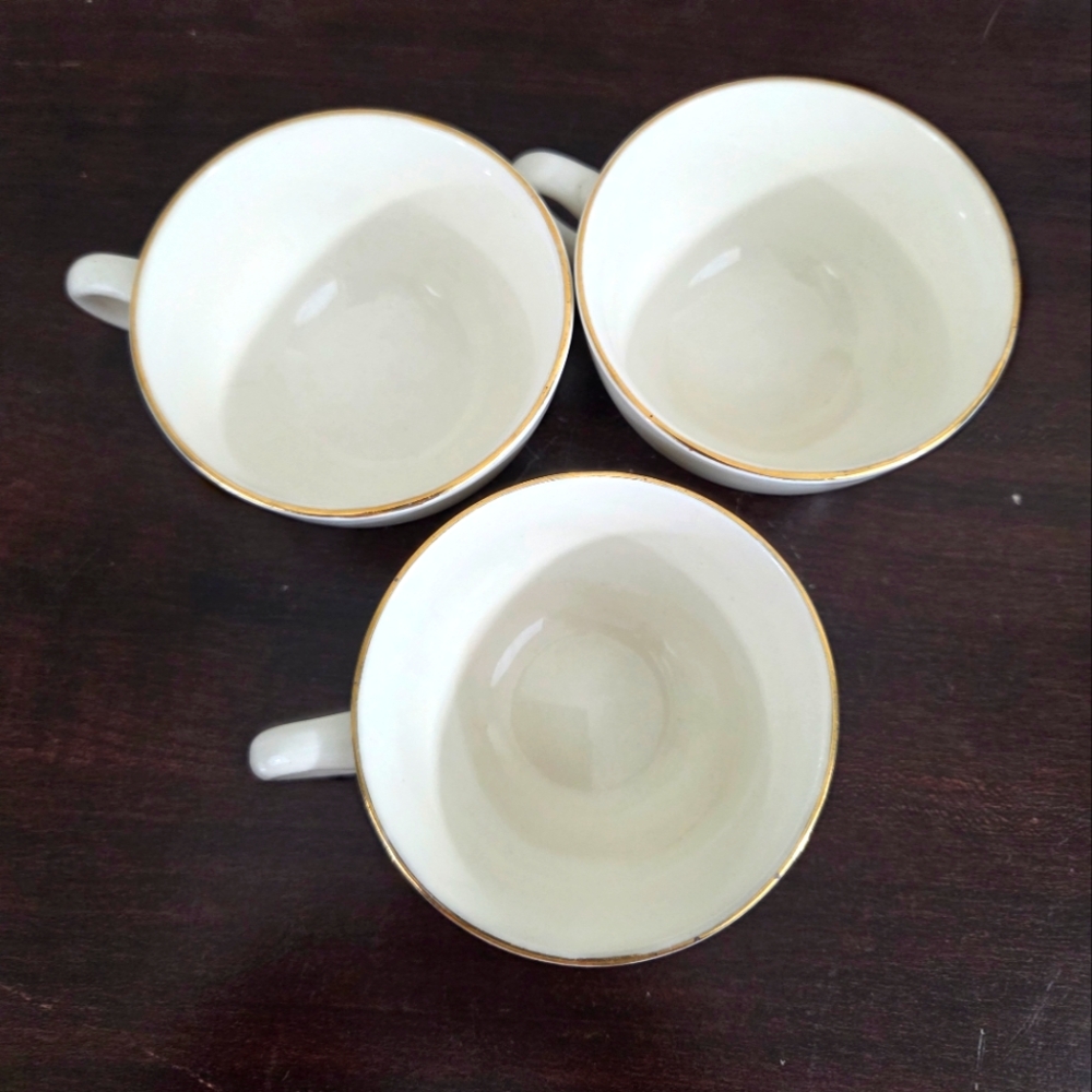 Homer Laughlin Vintage Golden Wheat Tea Cup & Saucer 22K Gold Trim 3 Sets Used - Picture 11 of 11